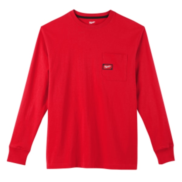 Heavy Duty Pocket T-Shirt - Long Sleeve - Red M